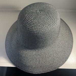 Magid Straw Sun Hat Navy Great Wide Brim worn 1x